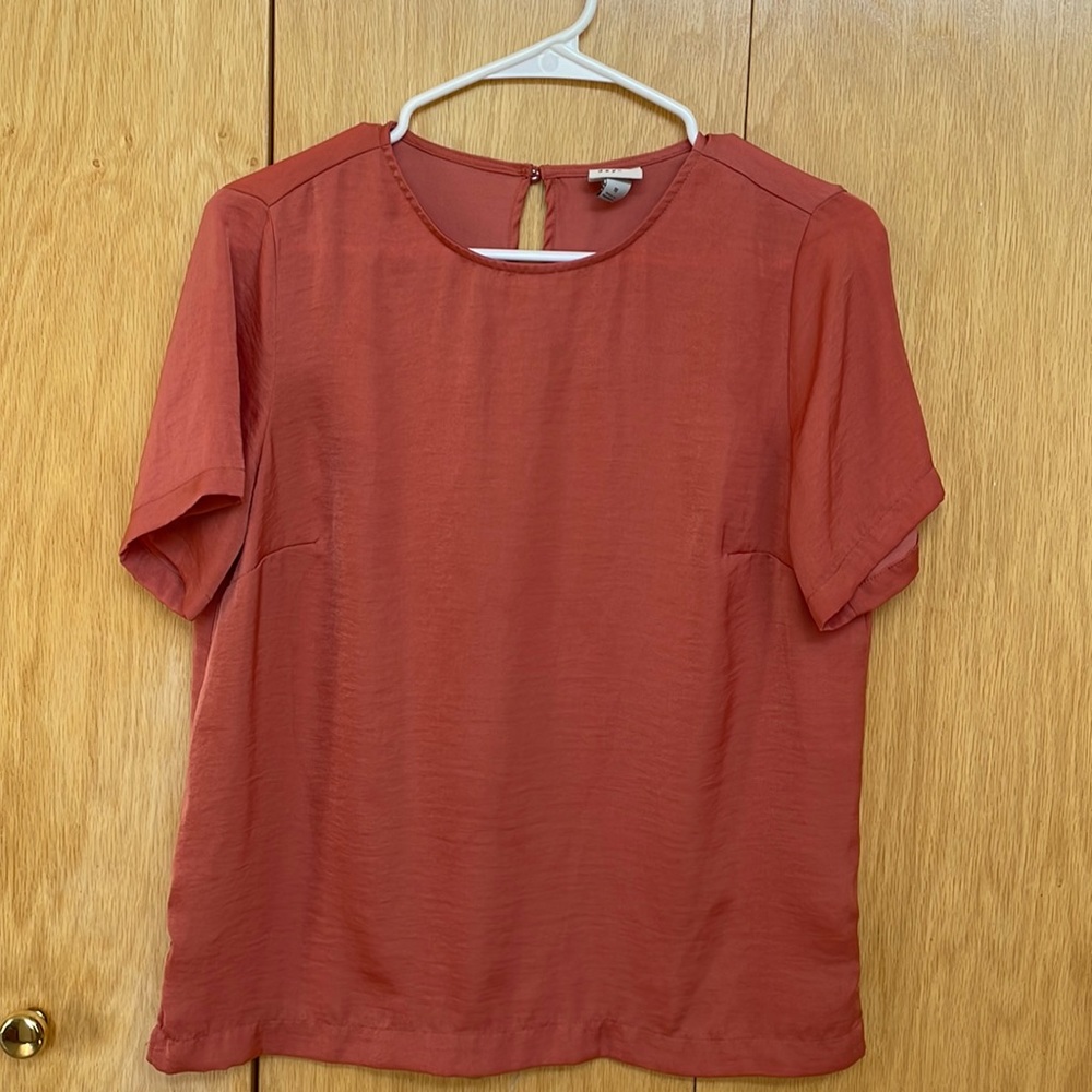 A New Day dark coral colored silky blouse, small